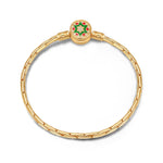 Sterling Silver Christmas Tree Bamboo Chain Bracelet With Enamel In 14K Gold Plated