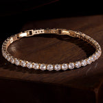 Sterling Silver 3mm Zirconia Classic Tennis Bracelet with Extender Chain In 14K Gold Plated