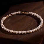 Sterling Silver 3mm Zirconia Classic Tennis Bracelet with Extender Chain In 14K Gold Plated