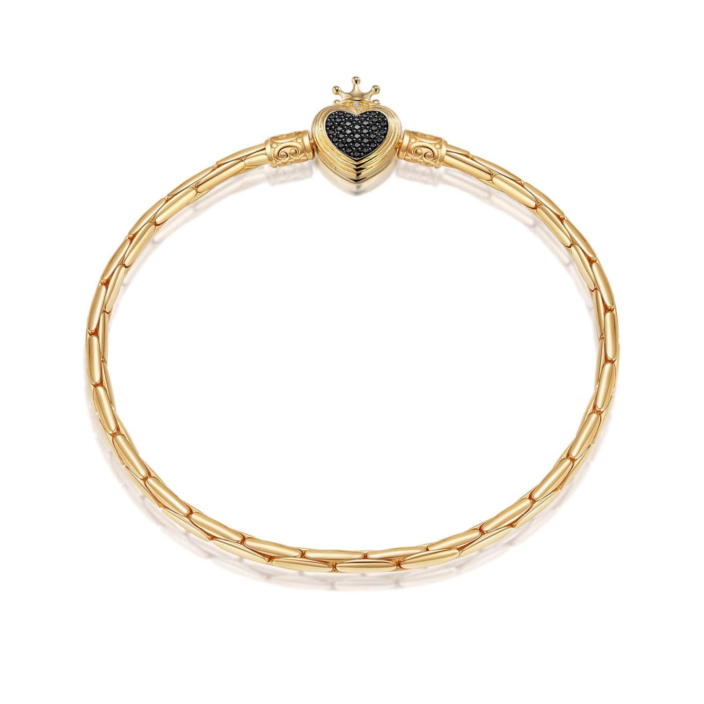 Sterling Silver Queen's Crown Bamboo Chain Bracelet In 14K Gold Plated