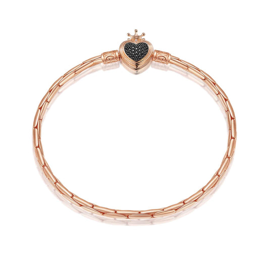 gona- Sterling Silver Queen's Crown Bamboo Chain Bracelet In Rose Gold Plated