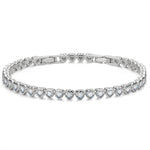 Sterling Silver Classic Tennis Bracelet with Extender Chain In White Gold Plated