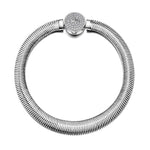Sterling Silver Rectangular Charms Bracelet Flat Snake Chain Bracelet In White Gold Plated