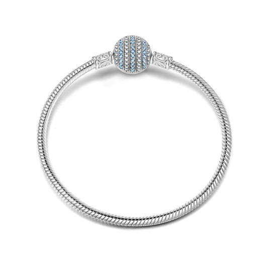 gona- Sterling Silver Ripple Ball Snake Chain Bracelet In White Gold Plated