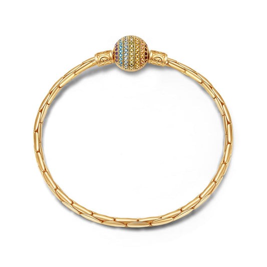 gona- Sterling Silver The Rainbow Bamboo Chain Bracelet In 14K Gold Plated