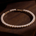 Sterling Silver 4mm Zirconia Classic Tennis Bracelet with Extender Chain In 14K Gold Plated