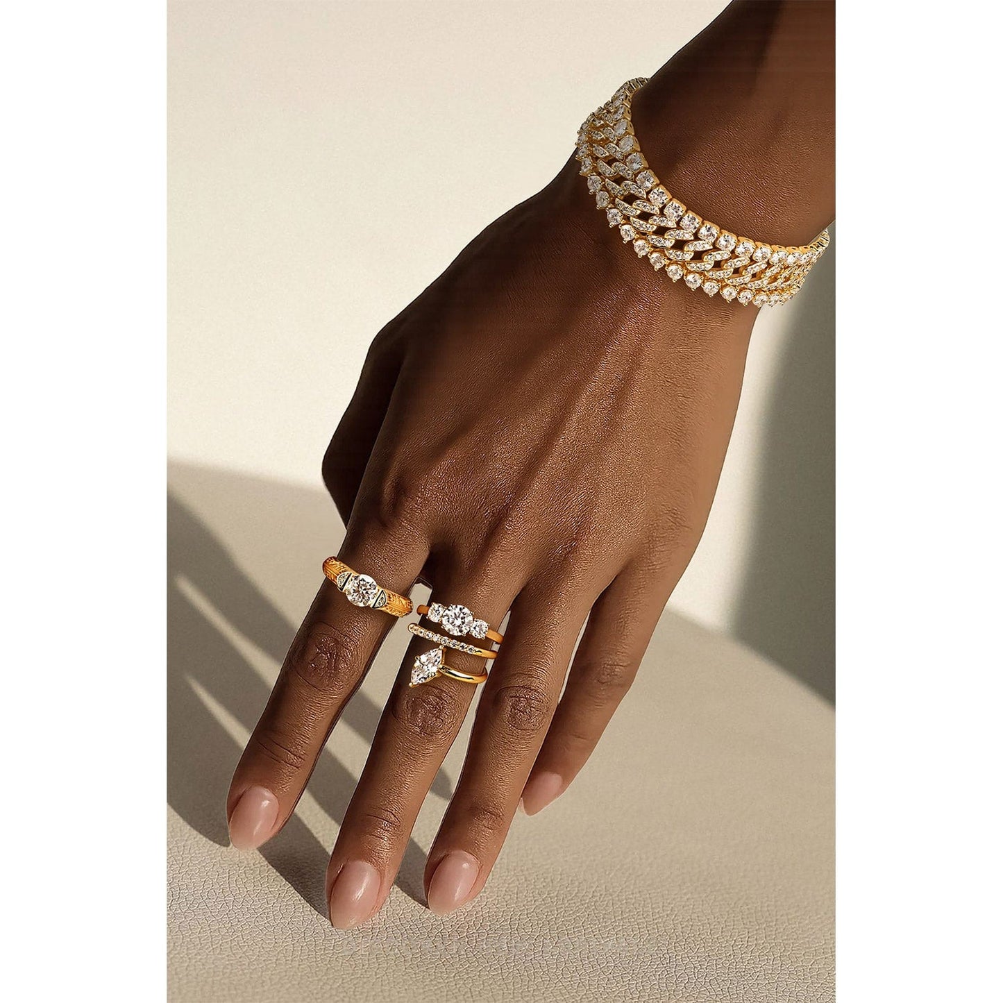 Sterling Silver 4mm Zirconia Classic Tennis Bracelet with Extender Chain In 14K Gold Plated