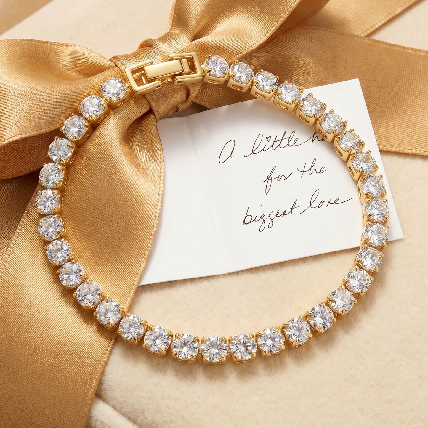 Sterling Silver 4mm Zirconia Classic Tennis Bracelet with Extender Chain In 14K Gold Plated