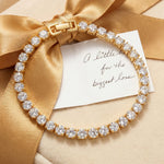 Sterling Silver 4mm Zirconia Classic Tennis Bracelet with Extender Chain In 14K Gold Plated