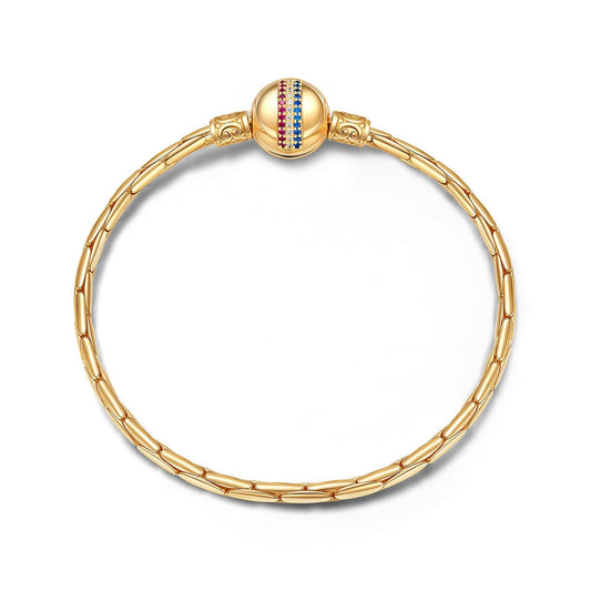 gona- Sterling Silver Bamboo Chain Bracelet In 14K Gold Plated