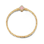Sterling Silver Joyful Bloom Radiance Bamboo Chain Bracelet With Enamel In 14 Gold Plated