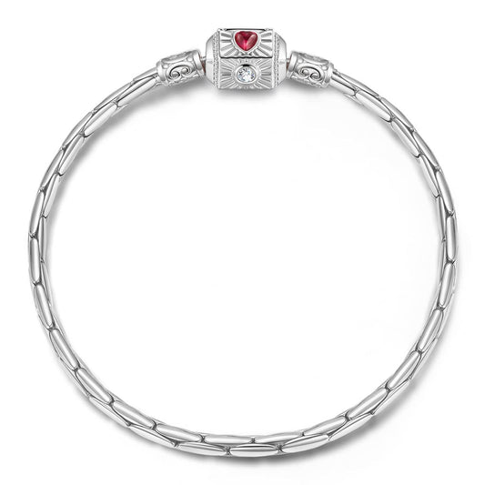 gona- Sterling Silver Joyful Bloom Radiance Bamboo Chain Bracelet With Enamel In White Gold Plated