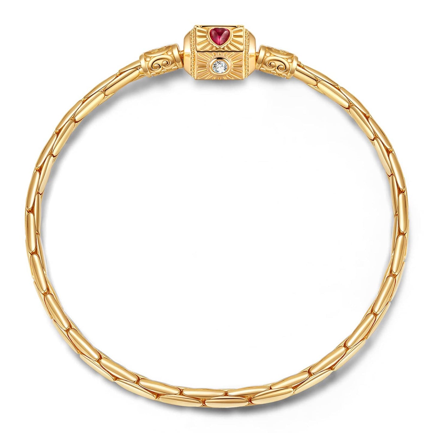 Sterling Silver Guardian Bamboo Chain Bracelet With Enamel In 14 Gold Plated