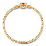 Sterling Silver Guardian Bamboo Chain Bracelet With Enamel In 14 Gold Plated