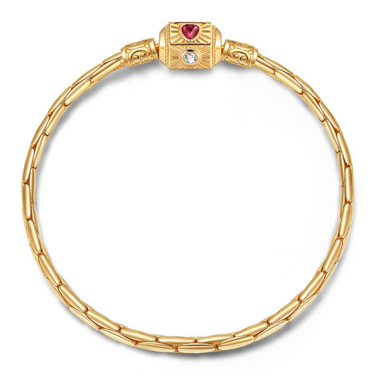 gona- Sterling Silver Guardian Bamboo Chain Bracelet With Enamel In 14 Gold Plated