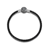 Blackened Solid 925 Sterling Silver Mummy Skull Clasp Halloween Charm Bracelet with Braided Black Leather