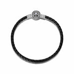 Blackened 925 Sterling Silver Gothic Skull Filigree Clasp Black Braided Cord Charm Bracelet