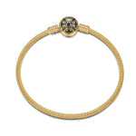 Sterling Silver Universal Mesh Bangle Bracelet With Enamel In 14K Gold Plated