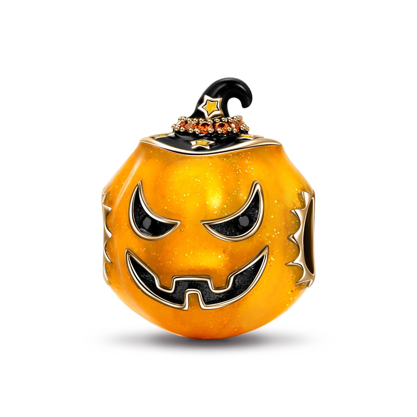 Orange Pumpkin Man Tarnish-resistant Silver Charms With Enamel In 14K Gold Plated