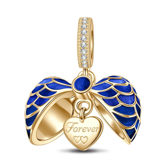gon- Blue Surprising Love Tarnish-resistant Silver Dangle Charms With Enamel In 14K Gold Plated