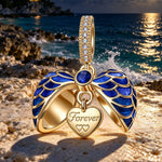 Blue Surprising Love Tarnish-resistant Silver Dangle Charms With Enamel In 14K Gold Plated