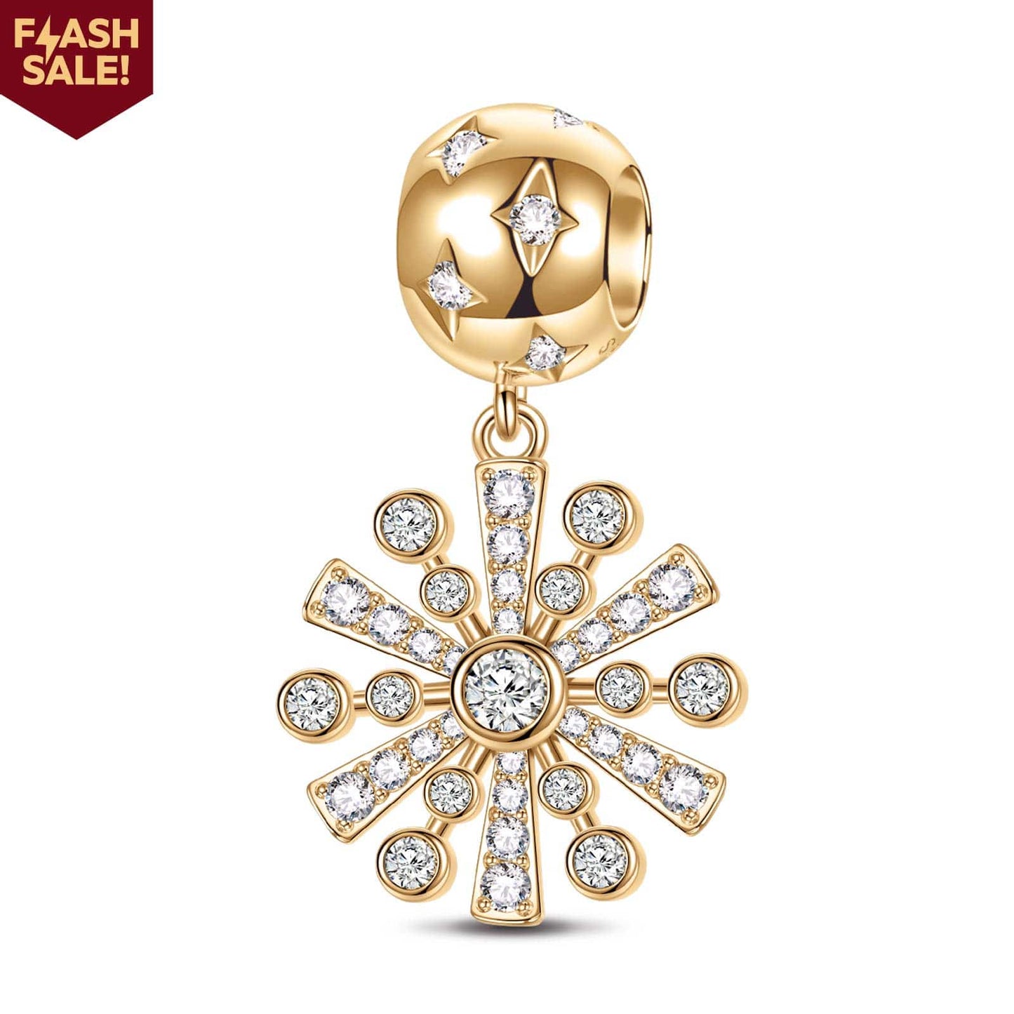 Ice Crystal Magic Tarnish-resistant Silver Dangle Charms In 14K Gold Plated