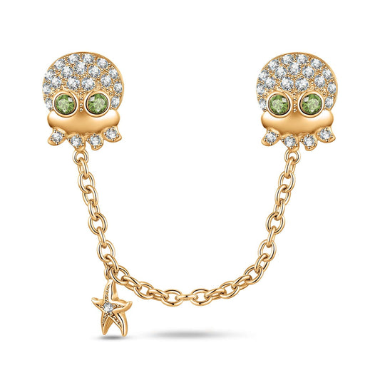 gona- Sparkling Octopus Tarnish-resistant Silver Safety Chain In 14K Gold Plated