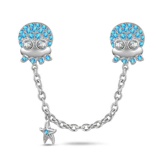 gona- Sparkling Octopus Tarnish-resistant Silver Safety Chain In White Gold Plated