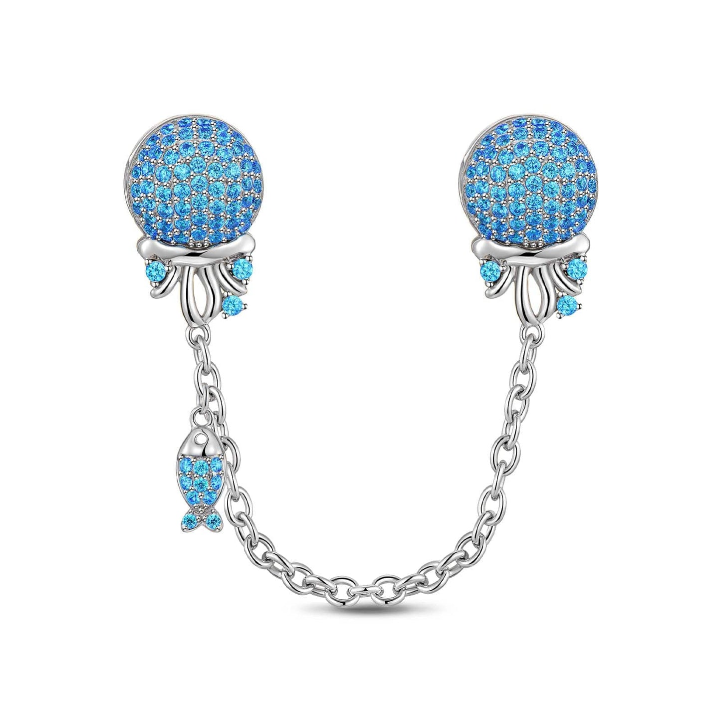 Sparkling Jellyfish Tarnish-resistant Silver Safety Chain In White Gold Plated