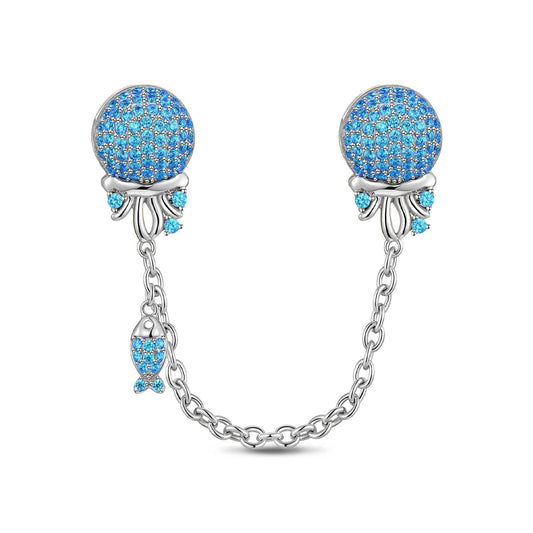 gona- Sparkling Jellyfish Tarnish-resistant Silver Safety Chain In White Gold Plated