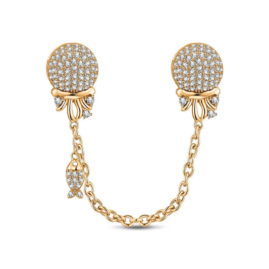gona- Sparkling Jellyfish Tarnish-resistant Silver Safety Chain In 14K Gold Plated