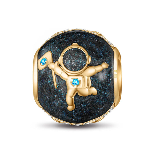 gon- Mysterious Galaxy Tarnish-resistant Silver Charms With Enamel In 14K Gold Plated