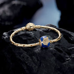 Blue Roaming Sea Turtle Tarnish-resistant Silver Charms With Enamel In 14K Gold Plated