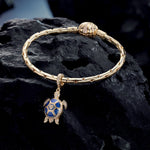 Blue Turtle Tarnish-resistant Silver Dangle Charms With Enamel In 14K Gold Plated