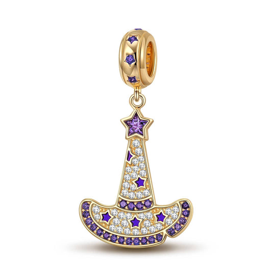 gon- Purple Witch Hat Tarnish-resistant Silver Dangle Charms With Enamel In 14K Gold Plated