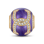 Mulberry Purple Horseshoe Tarnish-resistant Silver Charms With Enamel In 14K Gold Plated