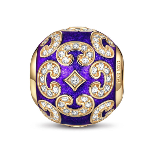 gon- Burgundy Versailles Ball Tarnish-resistant Silver Charms With Enamel In 14K Gold Plated