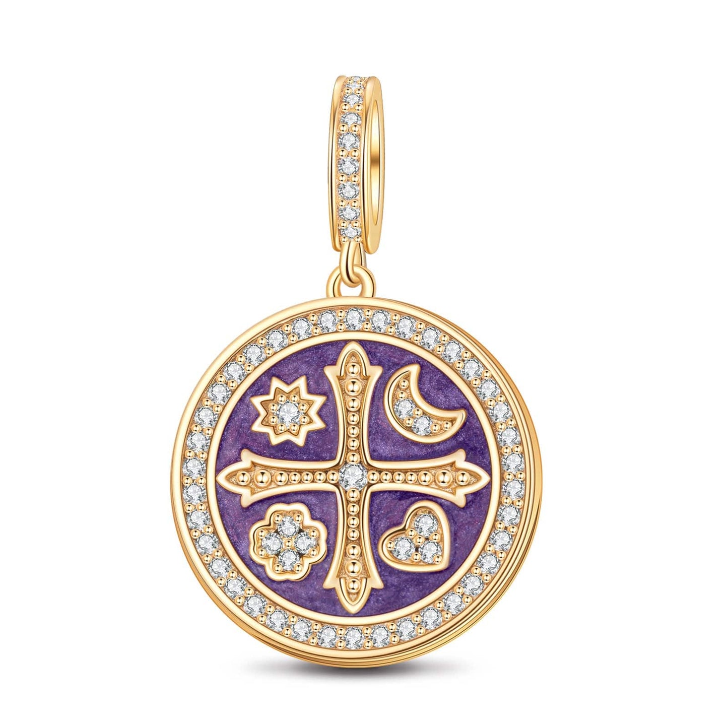 Guardian Tarnish-resistant Silver Dangle Charms With Enamel In 14K Gold Plated
