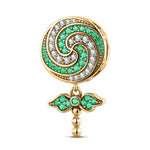 Green Lollipop Tarnish-resistant Silver Dangle Charms In 14K Gold Plated