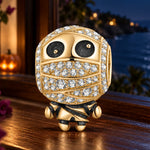 Cute Mummy Tarnish-resistant Silver Dangle Charms With Enamel In 14K Gold Plated