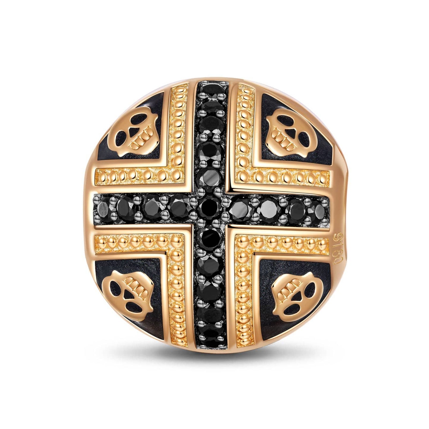 Skull And Crossbones Tarnish-resistant Silver Clips With Enamel In 14K Gold Plated