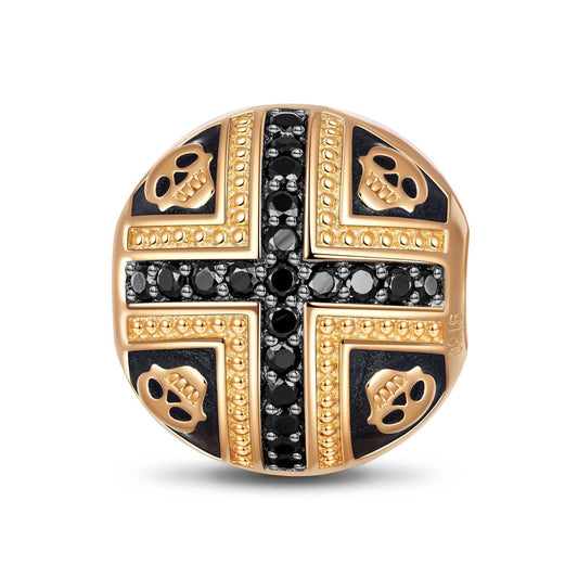 gona- Skull And Crossbones Tarnish-resistant Silver Clips With Enamel In 14K Gold Plated