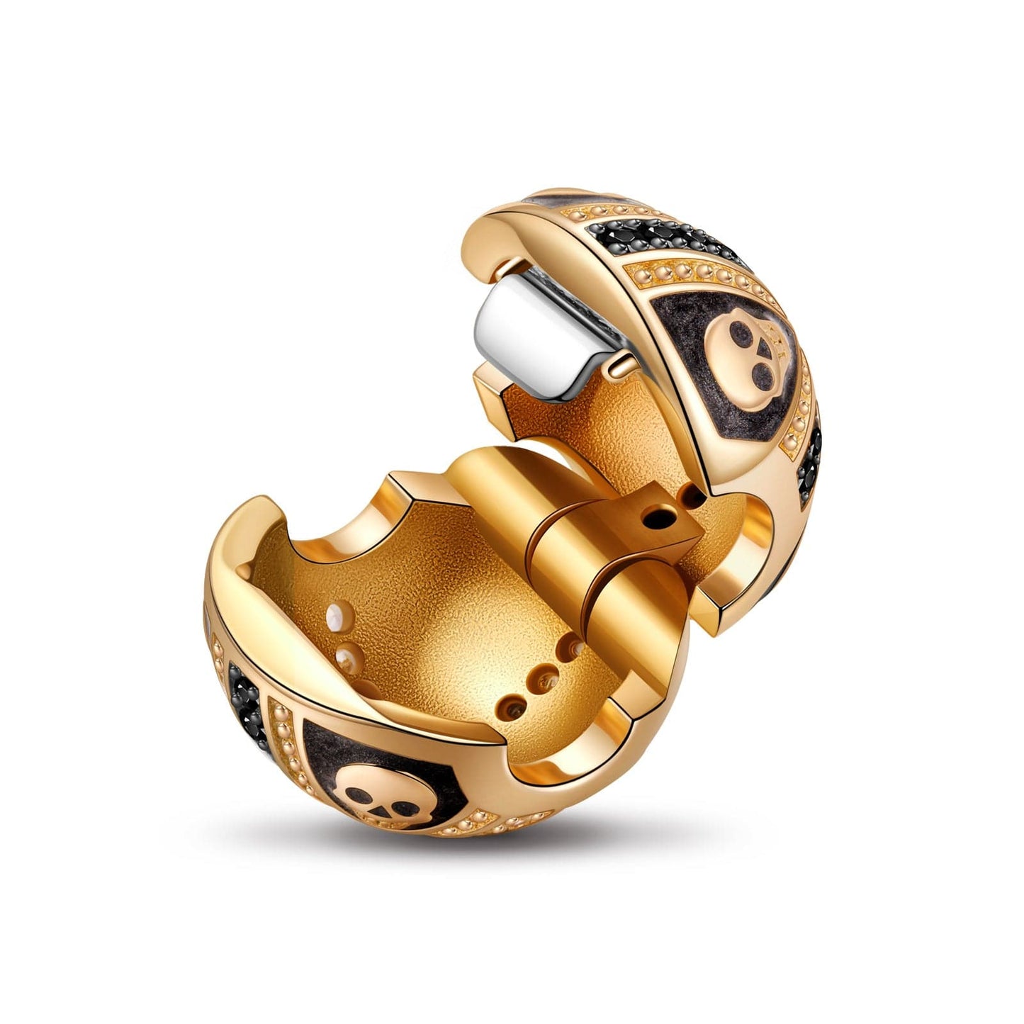 Skull And Crossbones Tarnish-resistant Silver Clips With Enamel In 14K Gold Plated