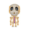 Lady Skeleton Tarnish-resistant Silver Dangle Charms With Enamel In 14K Gold Plated