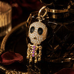 Lady Skeleton Tarnish-resistant Silver Dangle Charms With Enamel In 14K Gold Plated