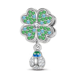 Encounter With Clover Tarnish-resistant Silver Dangle Charms In White Gold Plated