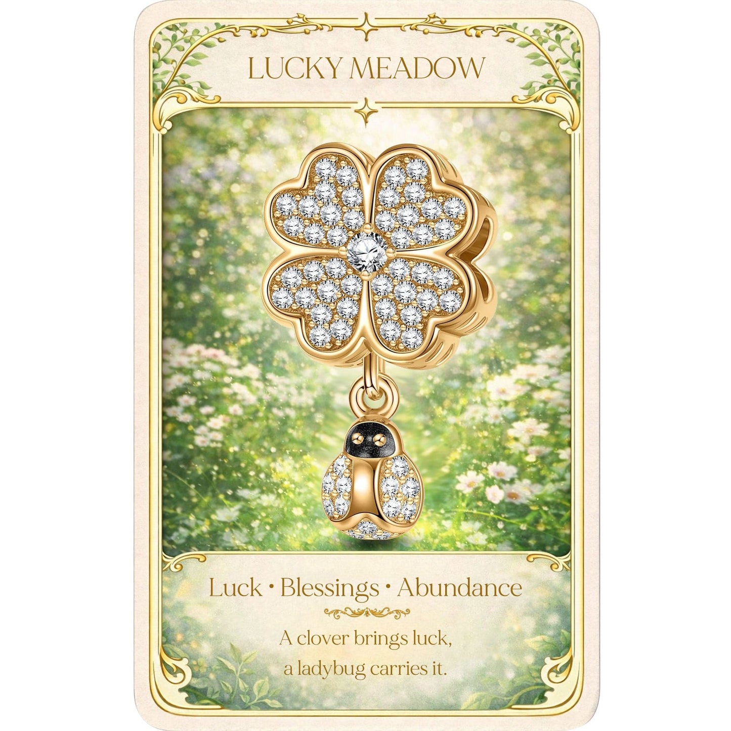 Encounter With Clover Tarnish-resistant Silver Dangle Charms In 14K Gold Plated