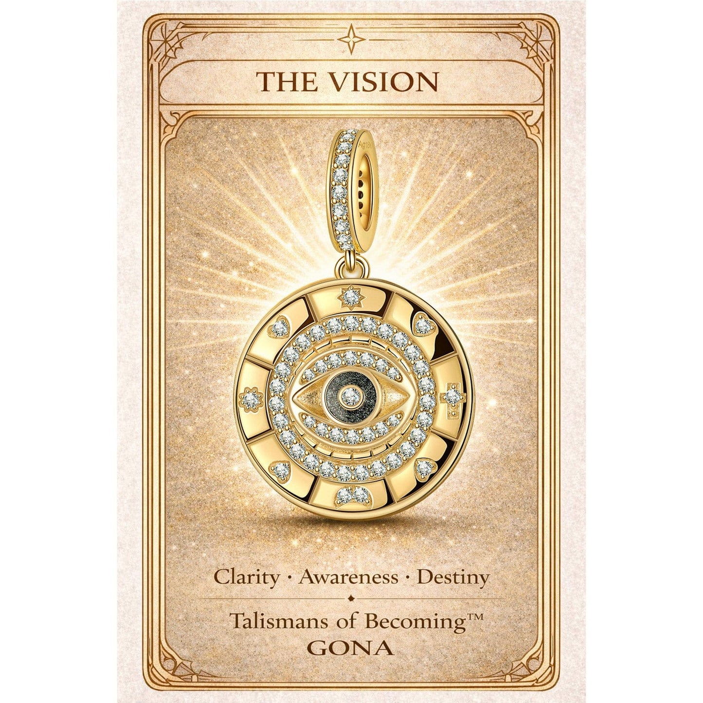 Eye Of Providence Tarnish-resistant Silver Dangle Charms With Enamel In 14K Gold Plated