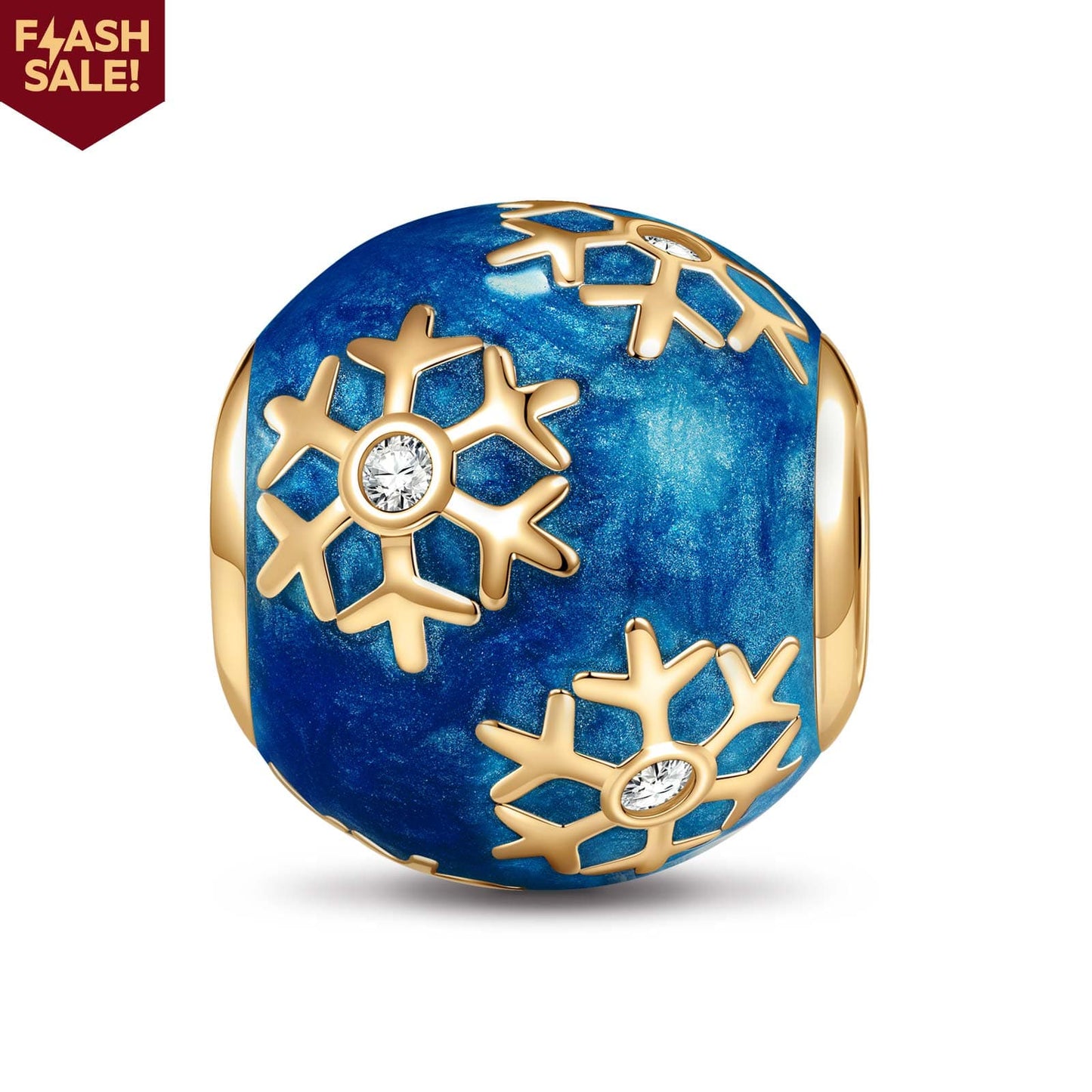 Blue Ice And Snow Magic Tarnish-resistant Silver Charms With Enamel In 14K Gold Plated