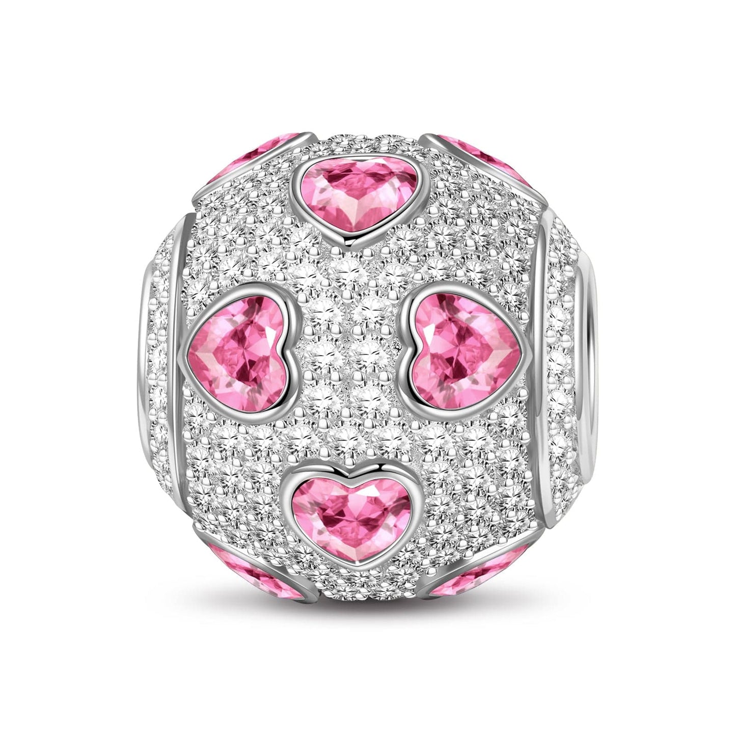 Pink Ice Heart Magic Tarnish-resistant Silver Charms In White Gold Plated